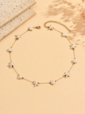 1pc Seashell & Starfish Shaped Stainless Steel Necklace