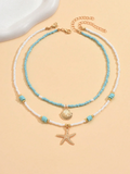 2pcs/Set Bohemian Ocean Style Beaded Necklace
