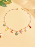 1pc Women's Gold Starfish & Shell Faux Pearl Necklace