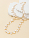 1pc Asymmetrical Pearl Bead Decor Women Elegant Fashion Necklace
