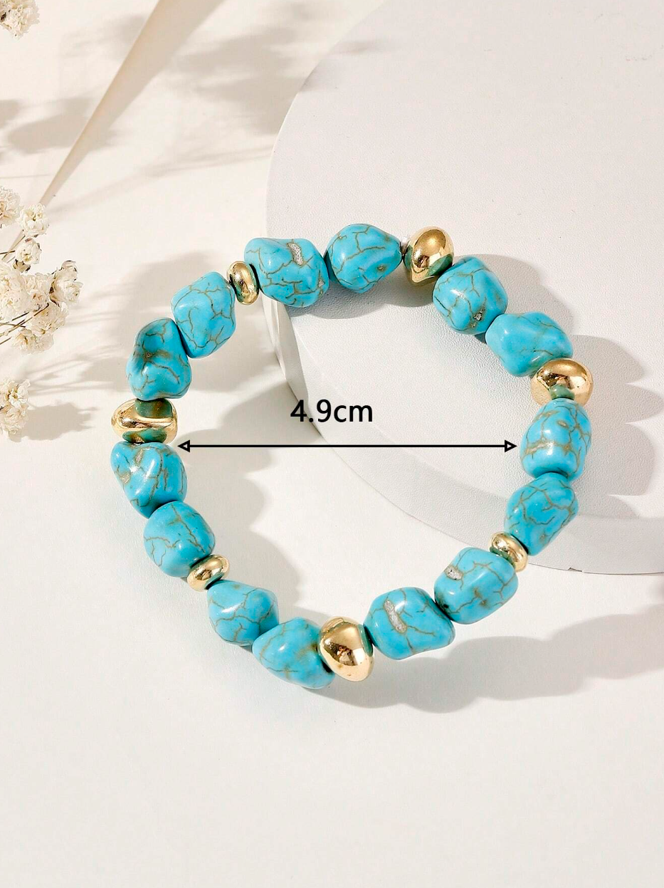 1pc Bohemian Turquoise Handmade Beaded Bracelet, Niche Design